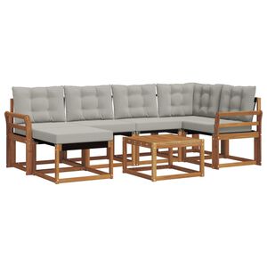 vidaXL Utomhussoffset med kudde 7 pcs Naturlig och Ljus Gr&aring;