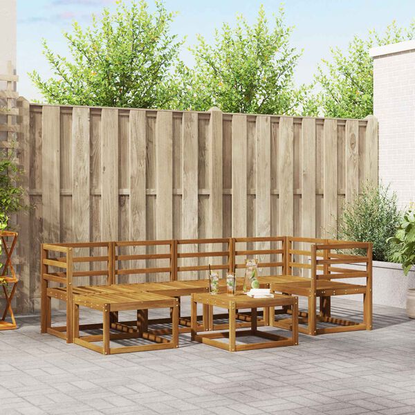 vidaXL Utomhussoffset 7 pcs Naturf&auml;rg Massivt Akaciatr&auml;