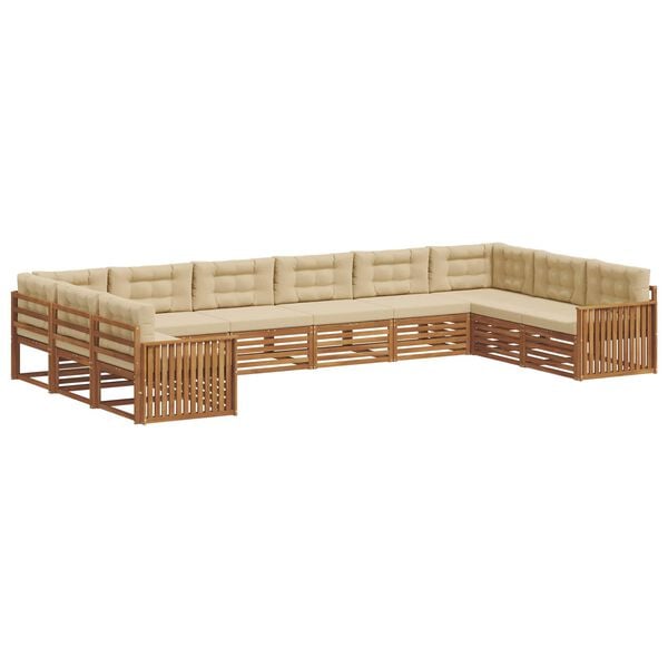vidaXL Soffgrupper 8 pcs Naturlig och Beige Massivt Akaciatr&auml;