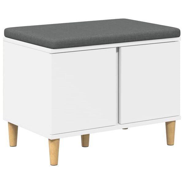 vidaXL Hallb&auml;nk med kudde Vit 60 x 38 x 46 cm Konstruerat Tr&auml; och Tyg