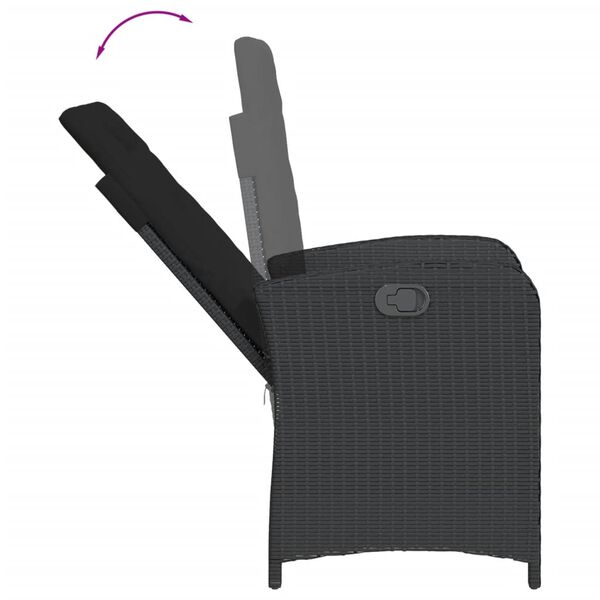 vidaXL Matgrupp f&ouml;r tr&auml;dg&aring;rden med dynor 5 delar svart konstrottning