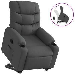 vidaXL Reclinerf&aring;t&ouml;lj med uppresningshj&auml;lp m&ouml;rkgr&aring; tyg