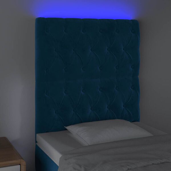 vidaXL S&auml;nggavel LED m&ouml;rkbl&aring; 80x7x118/128 cm sammet