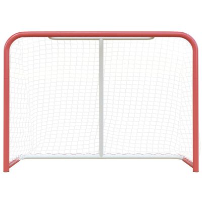 vidaXL Hockeymål med nät röd & vit 153x60x118 cm stål & polyester