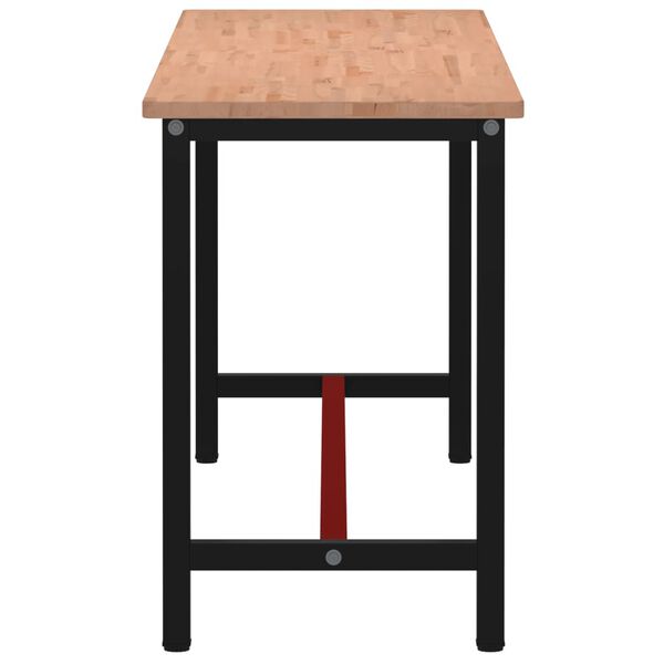 vidaXL Arbetsb&auml;nk 200x55x81,5 cm massivt boktr&auml; och metall