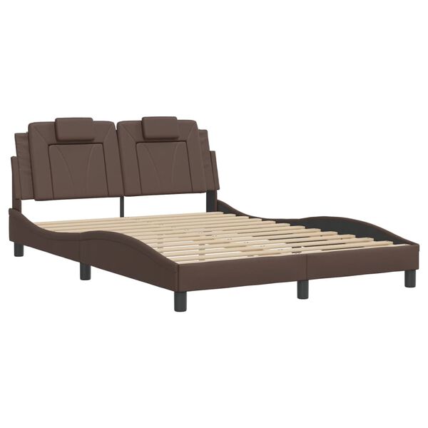 vidaXL Bed Frame "Viana" with LED without Mattress Brown 140x200 cm