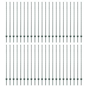 vidaXL Inb&auml;ddad staketpost 44 st Gr&ouml;n 200 cm Pulverlackerat st&aring;l