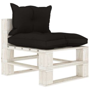 vidaXL Pallsoffa mittensektion med svarta dynor tr&auml;