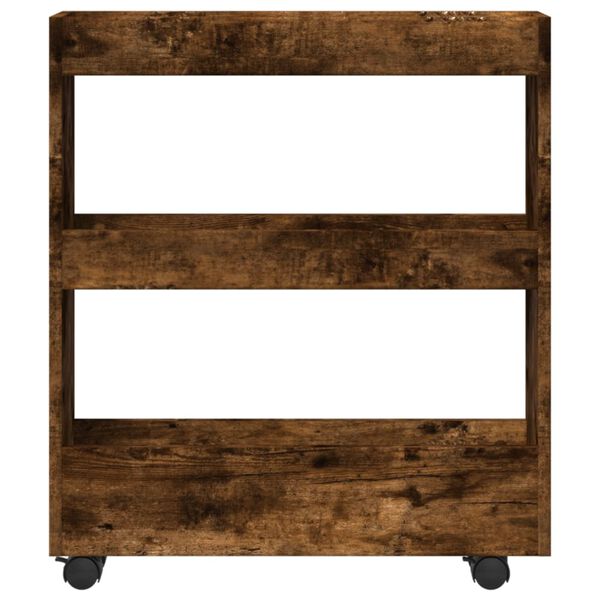 vidaXL Smal förvaringsvagn 3 våningar rökfärgad ek konstruerat trä