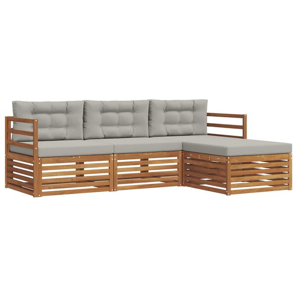 vidaXL Utomhussoffset med kudde 4 pcs Naturlig och Ljus Gr&aring;