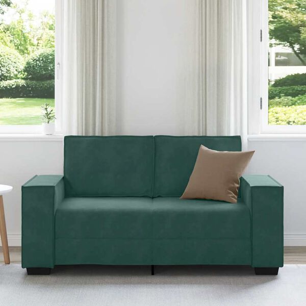 vidaXL Soffa 2-sits m&ouml;rkgr&ouml;n 120 cm sammet