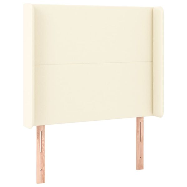vidaXL Sänggavel med kanter gräddvit 83x16x118/128 cm konstläder
