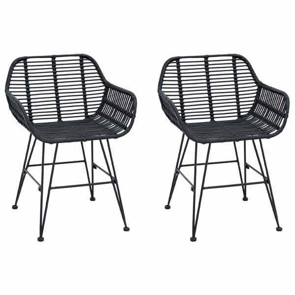 vidaXL Matstol 2 pcs Svart 55 x 50 x 74 cm Rattan och Järn