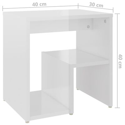 vidaXL Sängbord 2 st vit högglans 40x30x40 cm konstruerat trä