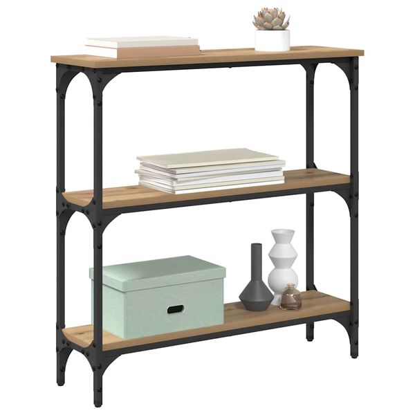 vidaXL Konsolbord Artisan Ek 75 x 22,5 x 75 cm Konstruerat tr&auml;