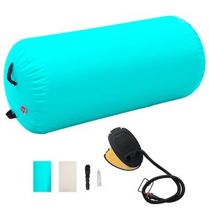 vidaXL Uppbl&aring;sbar gymnastikrulle med pump 120x75 cm PVC gr&ouml;n