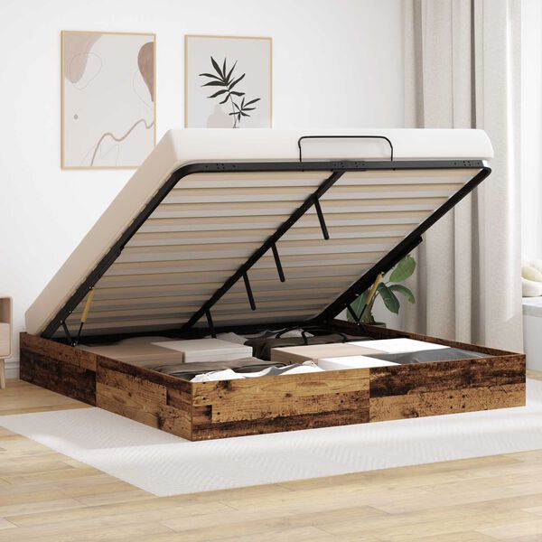 vidaXL Ottoman S&auml;ngram Gammalt tr&auml; 203 x 180 x 25 cm Konstruerat tr&auml;