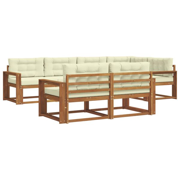 vidaXL Utomhussoffset med kudde 7 pcs Naturlig och Gr&auml;dde