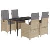 vidaXL Matgrupp f&ouml;r tr&auml;dg&aring;rden med dynor 5 delar mixbeige konstrotting