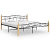vidaXL S&auml;ngram svart metall och massiv ek 200x200 cm