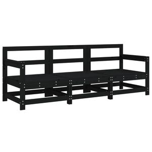 vidaXL Loungegrupp 3 delar svart massiv furu