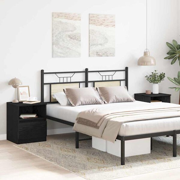 vidaXL Nattduksbord 2 pcs Svart Ek 40 x 40 x 50 cm Konstruerat tr&auml;