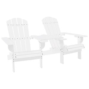 vidaXL Adirondackstolar med bord massivt grantr&auml; vit