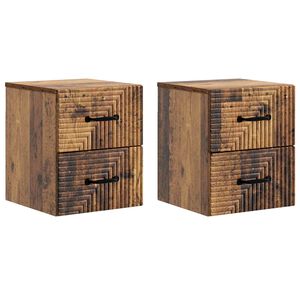 vidaXL V&auml;ggmonterat S&auml;ngbord 2 st Gammalt tr&auml; 34,5 x 33 x 40 cm