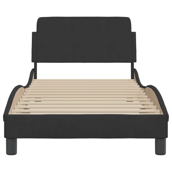 vidaXL Bed Frame with Headboard "Dover" Black 90x190 cm Velvet
