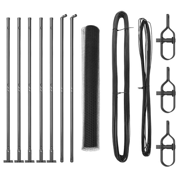 vidaXL Stängselstolpe Grå 10 x 0,8 m (25 mm nät) Stål och PVC