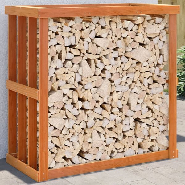 vidaXL Vedställ vaxbrun 109x52x106 cm massiv furu