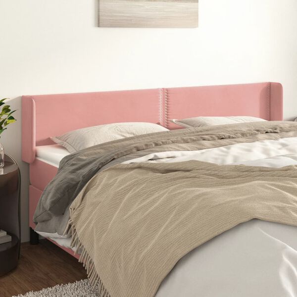 vidaXL S&auml;nggavel med kanter rosa 183x16x78/88 cm sammet
