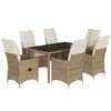 vidaXL Matgrupp f&ouml;r tr&auml;dg&aring;rden med dynor 7 delar beige konstrotting