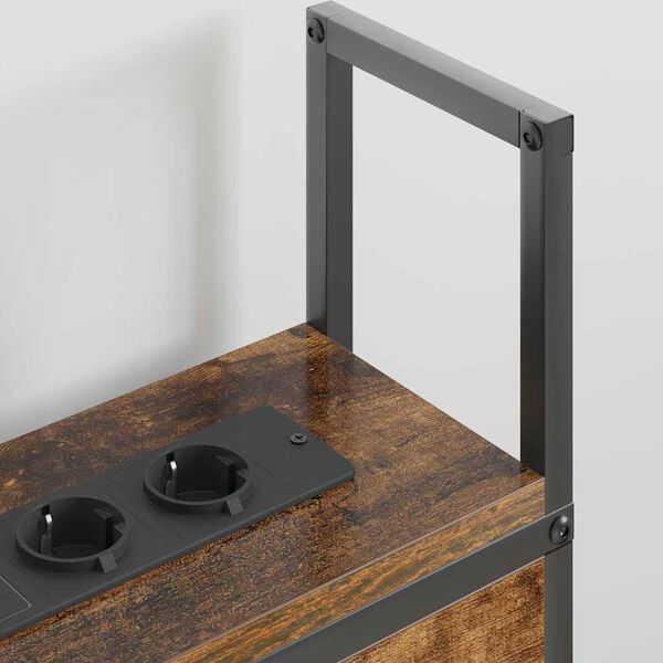 vidaXL F&ouml;rvaringsgavel med Laddstation med hylla R&ouml;kf&auml;rgad ek 150 cm