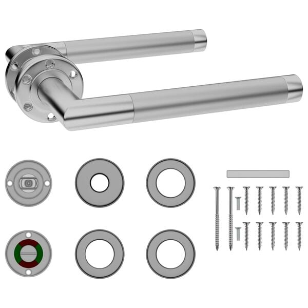 vidaXL D&ouml;rrhandtag set med WC-l&aring;s rostfritt st&aring;l