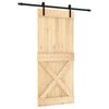 vidaXL Skjutd&ouml;rr Naturlig och svart 90 x 210 cm Massiv furutr&auml;d&ouml;rr