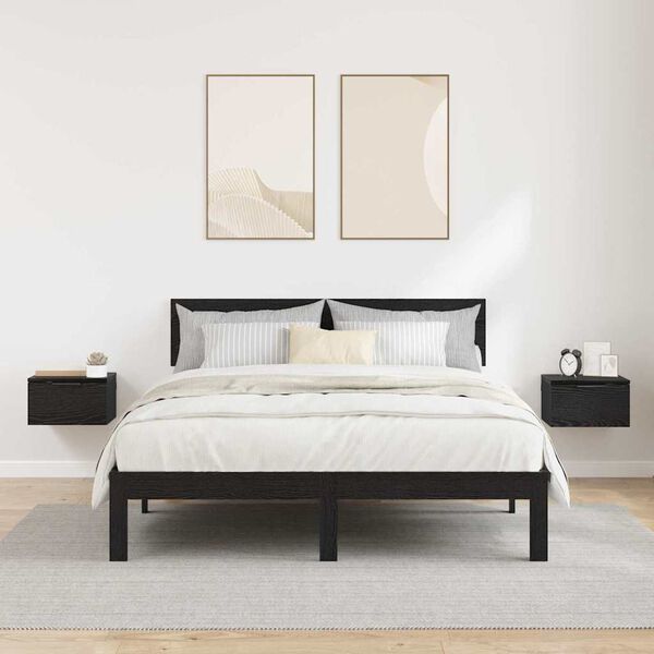 vidaXL Nattduksbord 2 pcs Svart Ek 34 x 30 x 20 cm Konstruerat tr&auml;