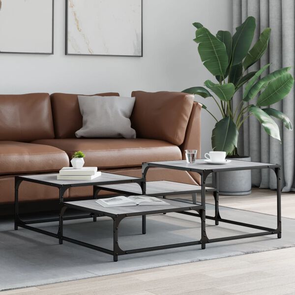 vidaXL Soffbord gr&aring; sonoma 107x107x40 cm konstruerat tr&auml;