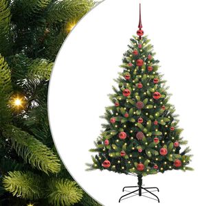 vidaXL Konstgjort F&auml;llbart Jultr&auml;d 150 LEDs Gr&ouml;n 120 cm PVC och PE