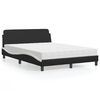 vidaXL Bed with Mattress "Dover" Black and White 140x190 cm Faux Leather