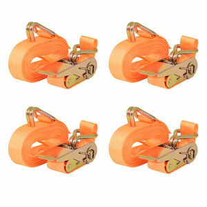 vidaXL Lastsp&auml;nnare med sp&auml;rr 4 st 0,4 ton 6mx25mm orange