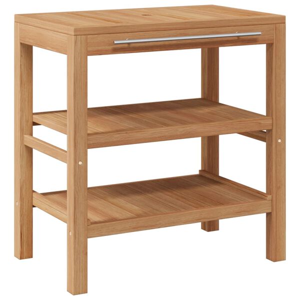 vidaXL Badrumsundersk&aring;p massiv teak med handfat i flodsten