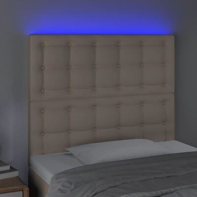 vidaXL Sänggavel LED cappuccino 80x5x118/128 cm konstläder