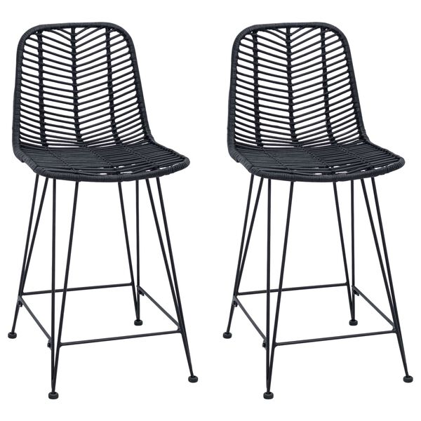 vidaXL Barstol 2 pcs Svart 44,5 x 54,5 x 97,5 cm Rattan och J&auml;rn
