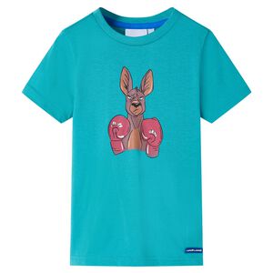 T-shirt med korta &auml;rmar f&ouml;r barn m&ouml;rk mintgr&ouml;n 128