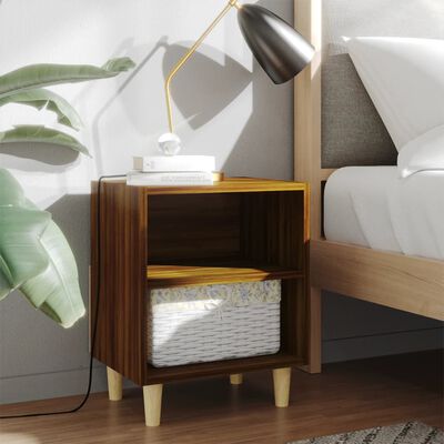 vidaXL Sängbord med massiva träben brun ek 40x30x50 cm