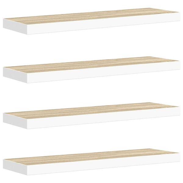 vidaXL Sv&auml;vande v&auml;gghyllor 4 st ek och vit 80x23,5x3,8 cm MDF