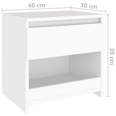 vidaXL Sängbord vit 40x30x39 cm konstruerat trä