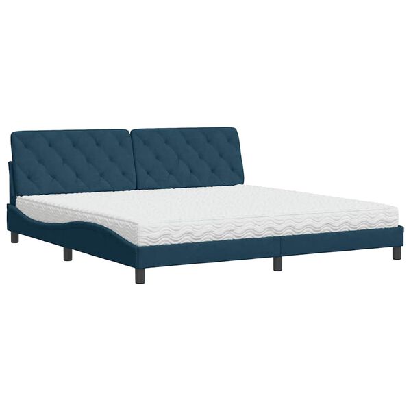 vidaXL Bed with Mattress Blue 200x200 cm Velvet