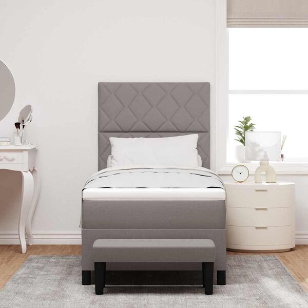 vidaXL B&auml;ddfj&auml;der med madrass med huvudgavel Taupe 100 x 200 cm tyg